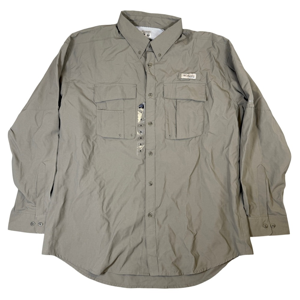 NWT Columbia PFG Bahama II Long Sleeve Fishing Shirt Khaki Mens XL Vented UPF 30